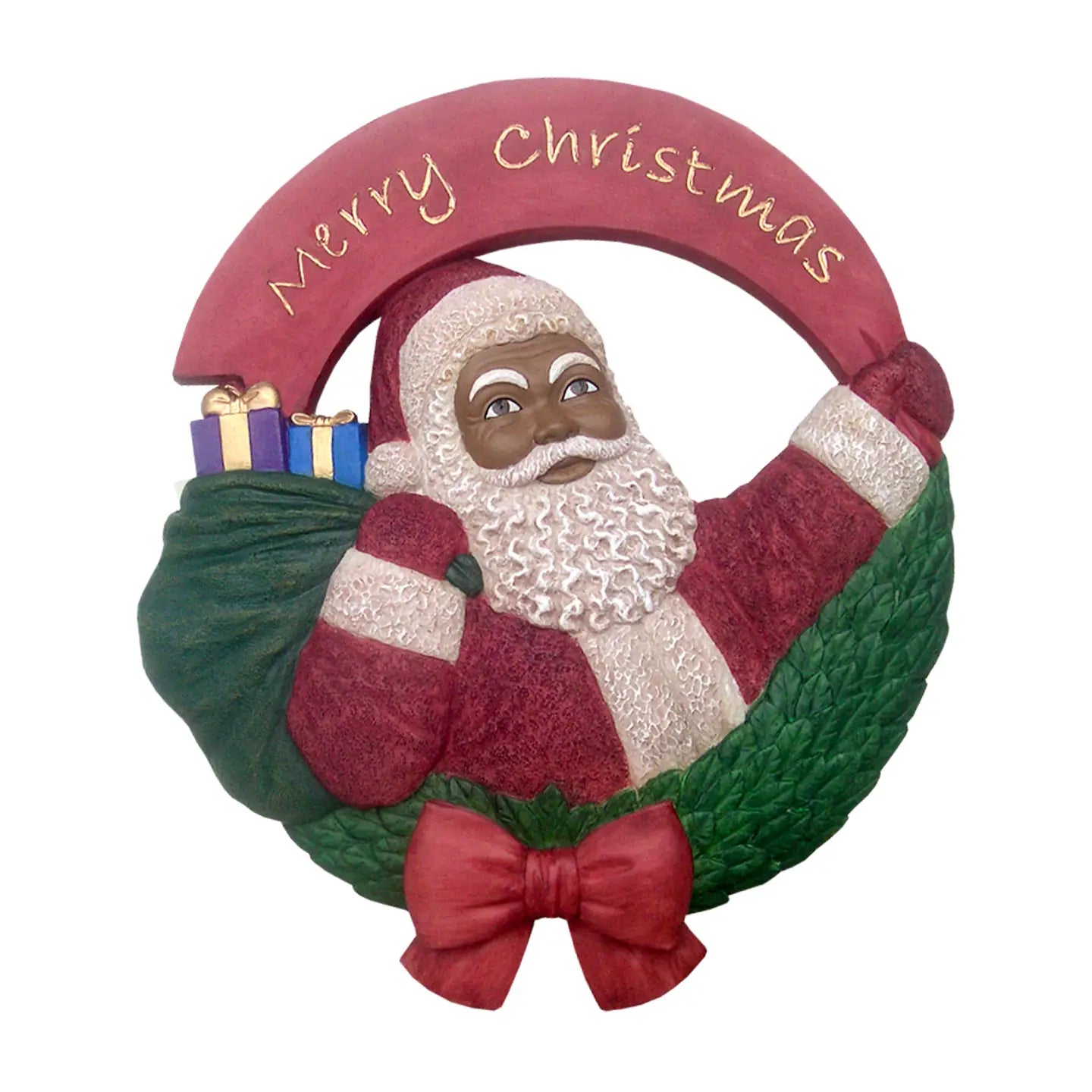 17099: African American Santa Round Wall Plaque, 10"Diameter