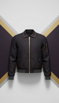 Raven Black Bomber Jacket Metallic Accents
