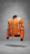 Signal Orange bomber jacket with metallic accent