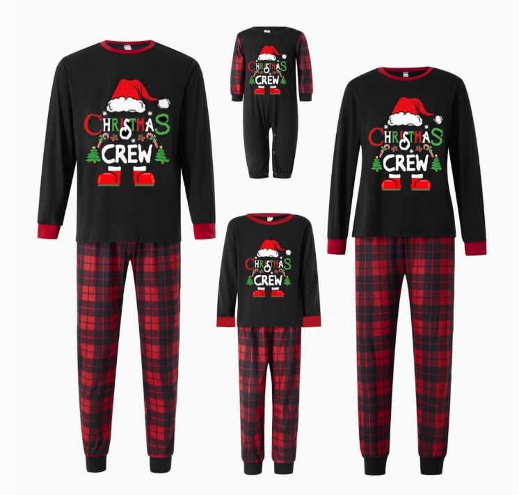 Family Matching Christmas Pajamas Black Santa Crew Set