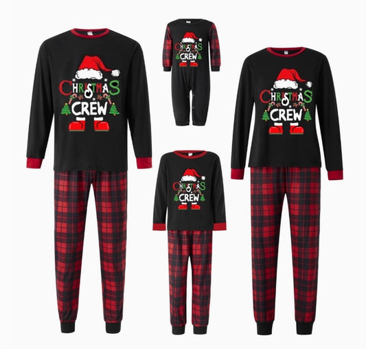 Family Matching Christmas Pajamas Black Santa Crew Set