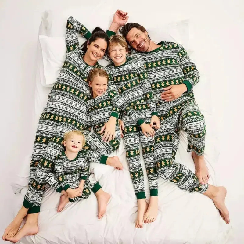 Family Matching Green Christmas Pajamas Set