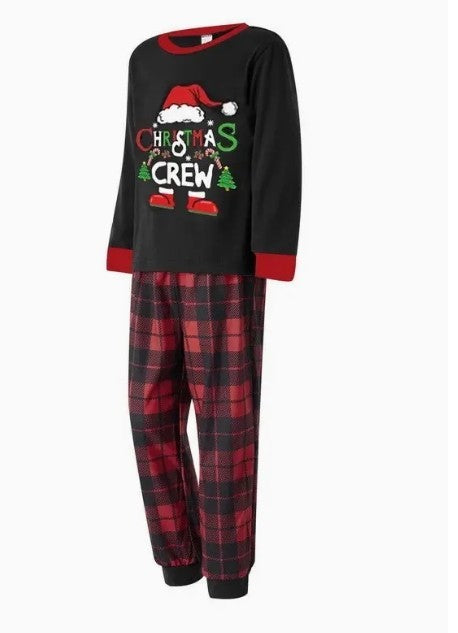 Family Matching Christmas Pajamas Black Santa Crew Set