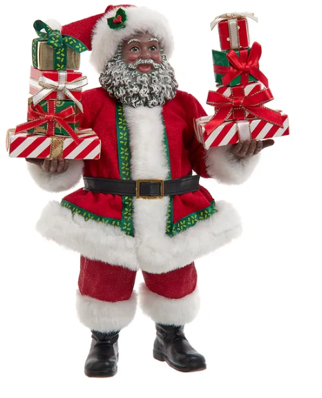 10.5"Fbche Black Santa W/Gift Boxes